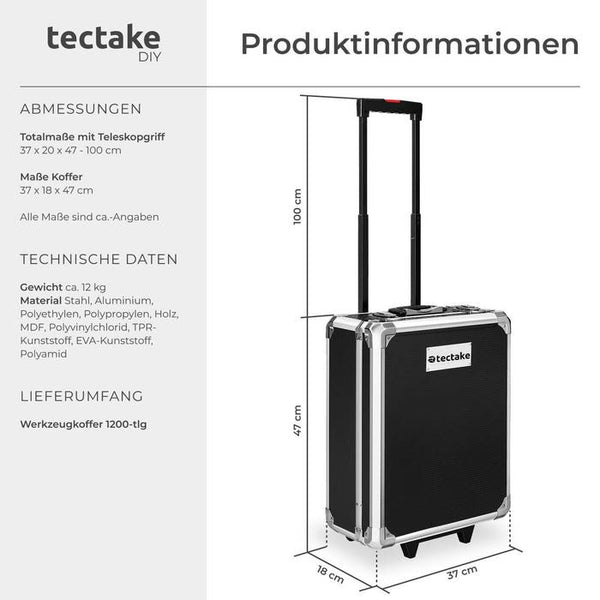 Valigetta portautensili trolley, 1200 pezzi.