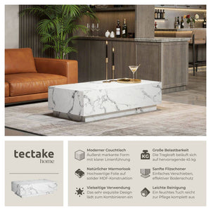 Couchtisch Lasley Marmor Optik weiß 120 x 60 x 35 cm