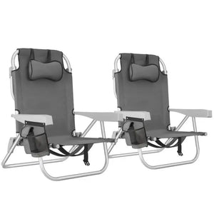 Aluminium Strandstuhl Coral grau 2er Set