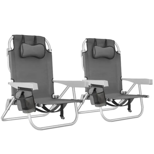 Aluminium Strandstuhl Coral grau 2er Set