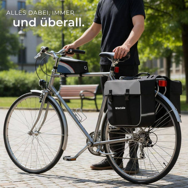 Set Fahrradtasche Georg und Fahrradrahmentasche schwarz/rot 20,5 x 10 x 10,5 cm