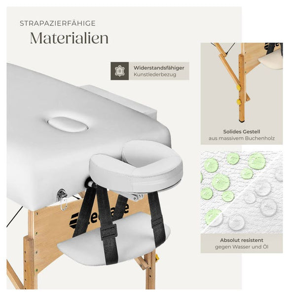 3 Zonen Massageliege weiss