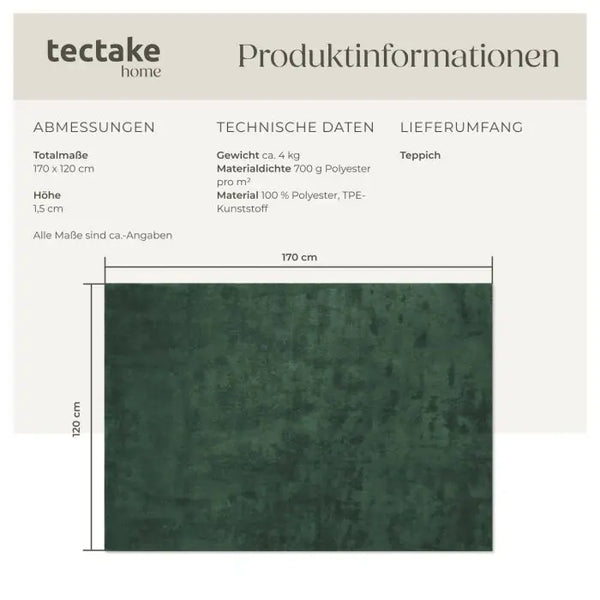 Kurzflorteppich Soft Zone grün 120 x 170 cm