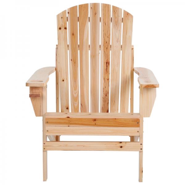 Adirondack-Gartenstuhl mit Becherhalter Gartenliege Balkonstuhl Massivholz Natur