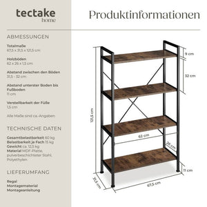 Regal Leeds Industrial Holz dunkel, rustikal