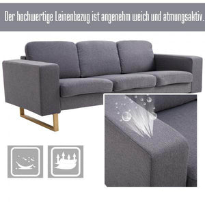 Polstersofa 3-Sitzer Stoffsofa dunkelgrau 200 x 82 x 78