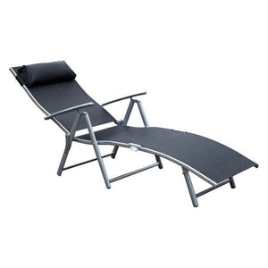 Sonnenliege klappbar mit Kissen Schwarz