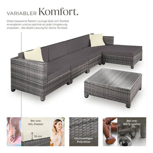 Aluminium Rattan Lounge grau