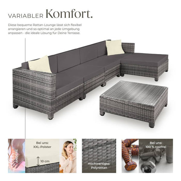 Aluminium Rattan Lounge grau