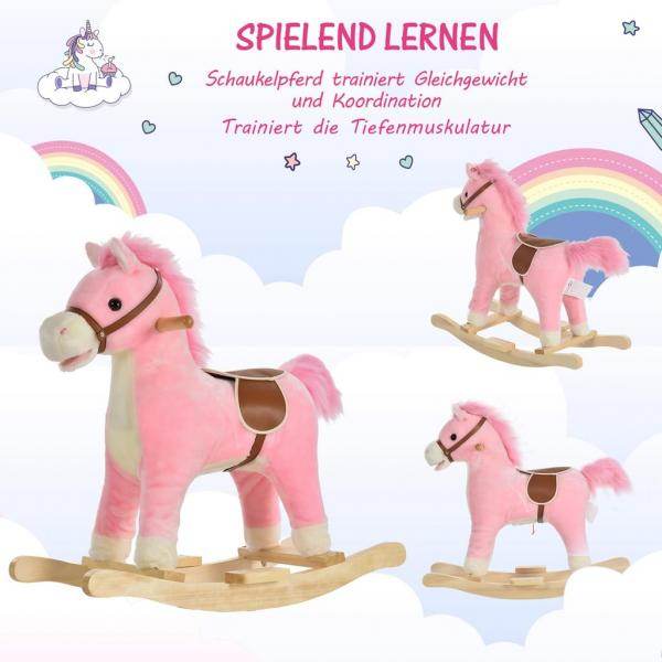 Kinder Schaukelpferd Baby Schaukeltier Pferd Spielzeug für 36-72 Monate Rosa