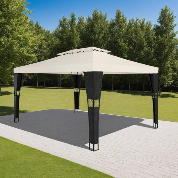 Rattan Garten Pavillon Mona 3x4m schwarz/crème