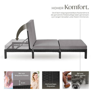 Rattan Sonnenliege Sofia schwarz