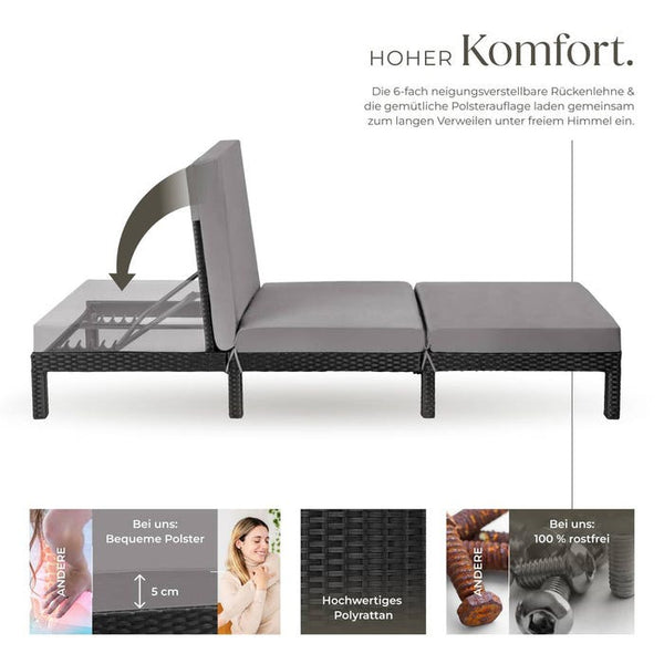 Rattan Sonnenliege Sofia schwarz