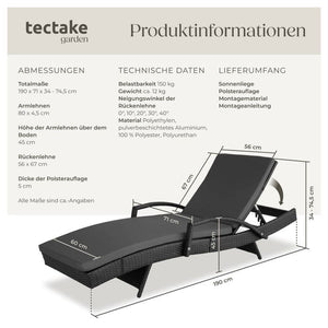 Rattan Sonnenliege Océane schwarz