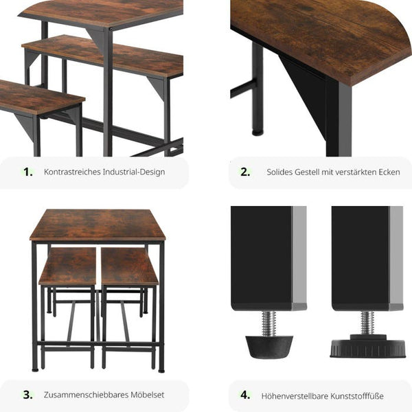 Sitzgruppe Bolton Industrial Holz dunkel, rustikal