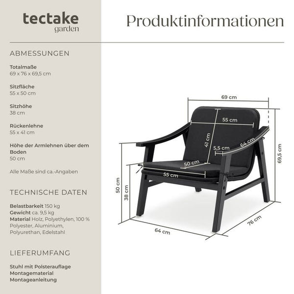 Rattan Stuhl Treviso schwarz