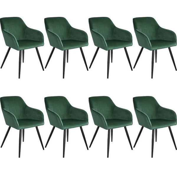 8er Set Stuhl Marilyn Samtoptik, dunkelgrün/schwarz