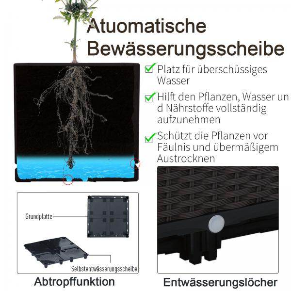 Hochbeet, 4-teiliger Pflanzkasten mit Abflusslöchern, Blumenkasten