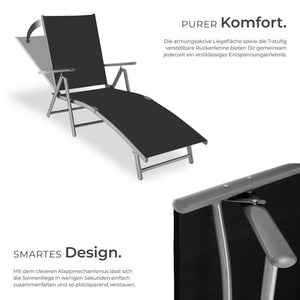 Gartenliege Marisol aus Aluminium, 7-stufig dunkelgrau