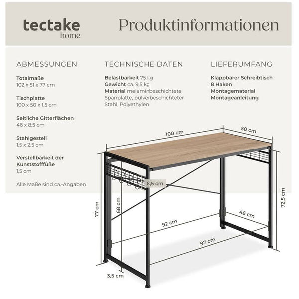 Schreibtisch Paterson Industrial Holz hell, Eiche Sonoma