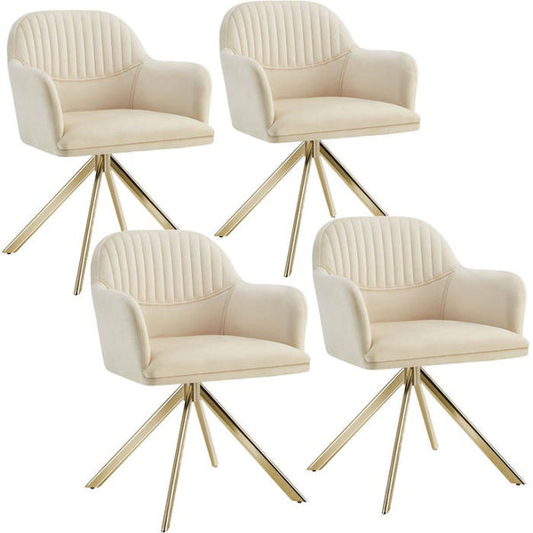 Samt-Drehstuhl Lona créme/gold 4er Set