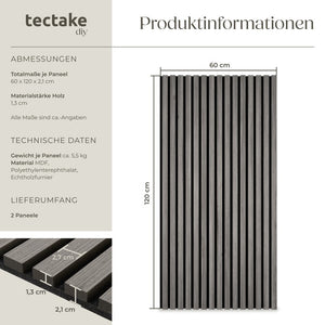 Akustikpaneele Sonic Wall Eiche hellgrau 2er Set