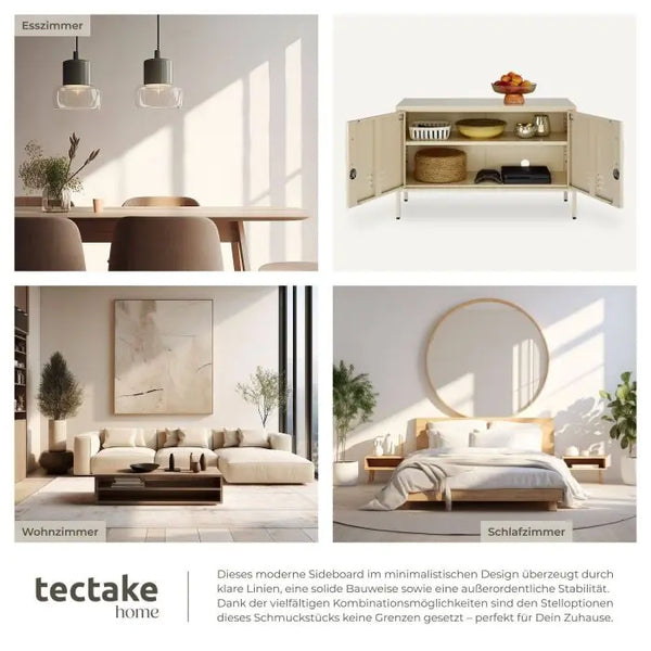 Sideboard Baker Metall mit Magnetverschluss creme 100 x 42,5 x 65 cm