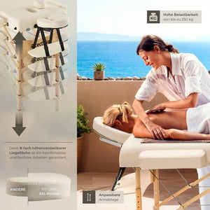 Lettino da massaggio a 2 zone con imbottitura da 7,5 cm, beige