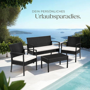 Rattan Sitzgruppe Sparta 3+1 schwarz