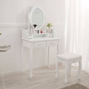 Dressing table with mirror and stool in antique look