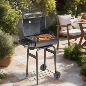 Holzkohlegrill mit Deckel und Thermometer
