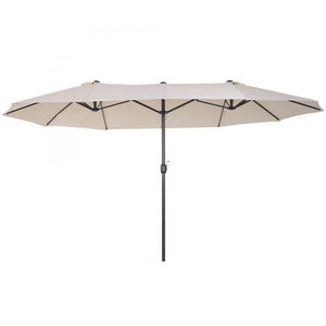 Sonnenschirm mit Handkurbel Oval Metall + Polyester Cremeweiss