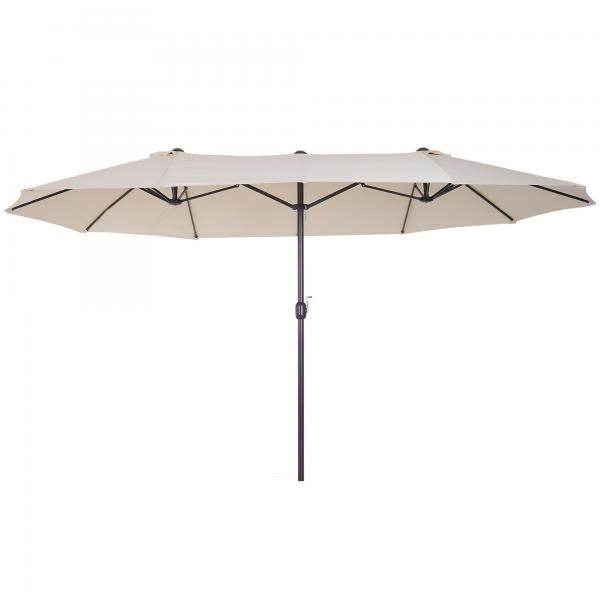 Sonnenschirm mit Handkurbel Oval Metall + Polyester Cremeweiss