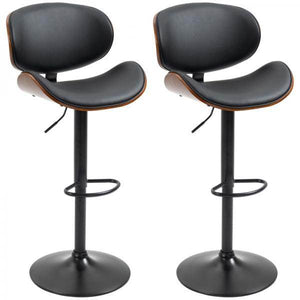 Barhocker-Set, höhenverstellbar, drehbar, Kunstleder, Stahlrahmen, schwarz