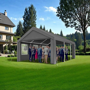 Garten Pavillon 6x4m mit 4 Seitenteilen grau