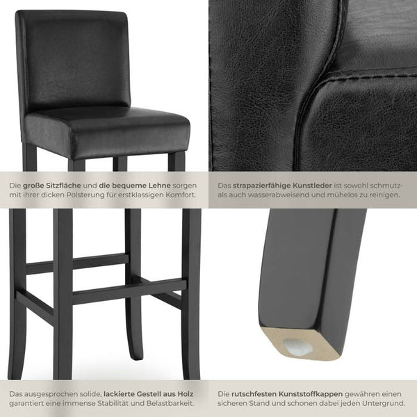 Barhocker schwarz 2er Set