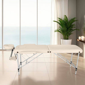 Lettino da massaggio a 2 zone con imbottitura, beige