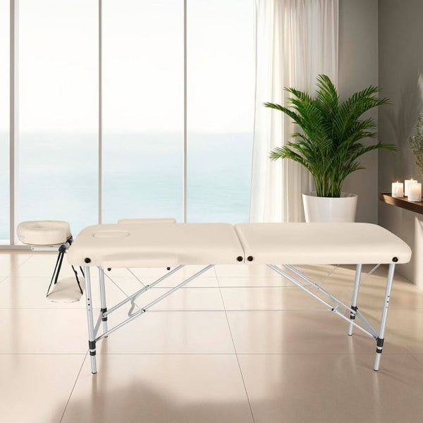 Lettino da massaggio a 2 zone con imbottitura, beige