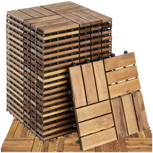 Terrassenfliesen Tabula Akazienholz 12 Lamellen braun 31 x 31 cm, 20 Stück