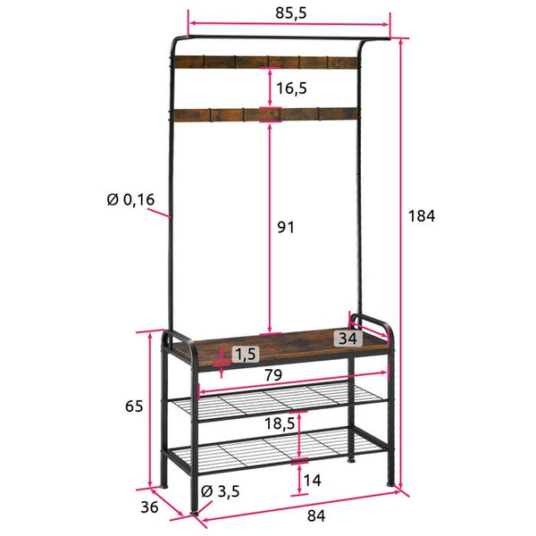 Armoire industrielle, marron foncé, 85,5 x 36 x 184 cm