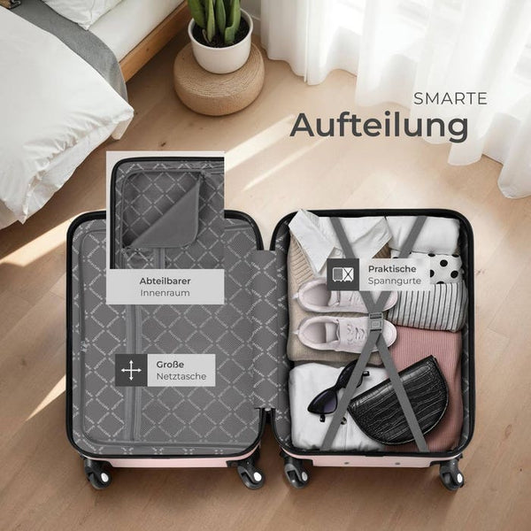 Set di 4 custodie rigide e beauty case.