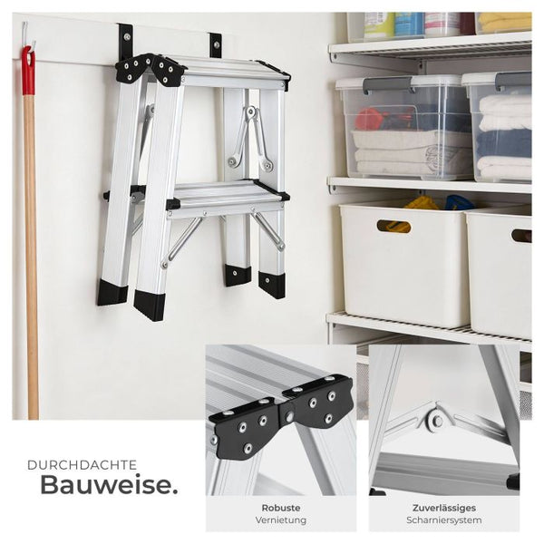 Doppelseitige Aluminium Trittleiter 2 x 2-stufig