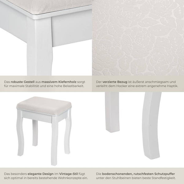 Schminktisch-Hocker, Rosenmuster