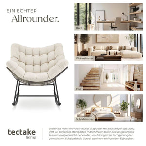 Schaukelstuhl Tami gepolstert mit Steppmuster beige