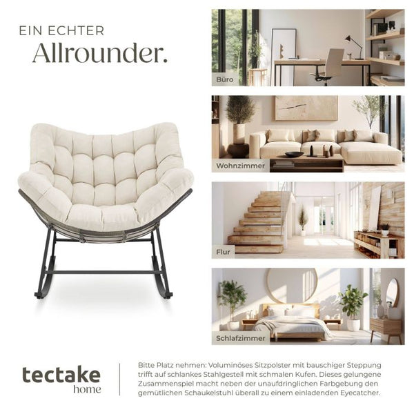 Schaukelstuhl Tami gepolstert mit Steppmuster beige
