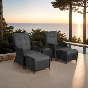 Rattan Sitzgruppe Benissa schwarz/grau