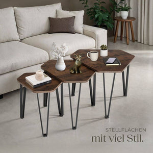 Beistelltisch-Set Torquay Industrial Holz dunkel, rustikal