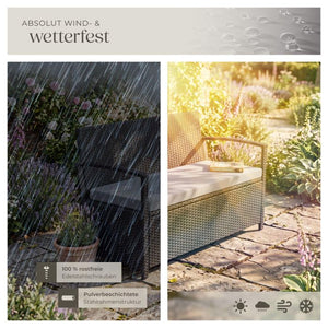 Rattan-Gartenbank Vecchia 2-Sitzer mit Stauraum schwarz