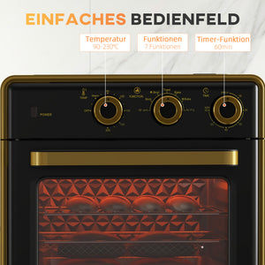 Backofen Küchenofen 20L 1400W mit Timer Kompakt Schwarz