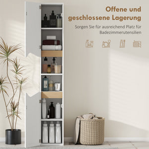 Bad Hochschrank schmal mit Türen und offenen Fächern weiss